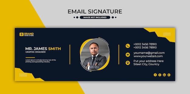 Design einer E-Mail-Signaturvorlage oder E-Mail-Fußzeile und persönliches Social-Media-Cover
