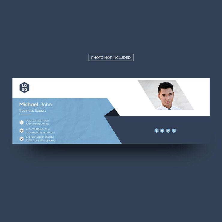 Design einer E-Mail-Signaturvorlage oder E-Mail-Fußzeile und persönliches Social-Media-Cover
