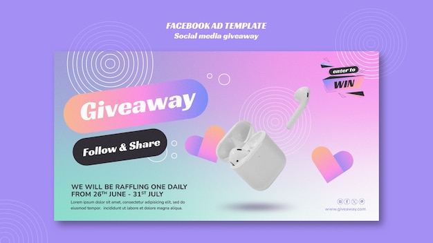 PSD design einer social-media-giveaway-vorlage