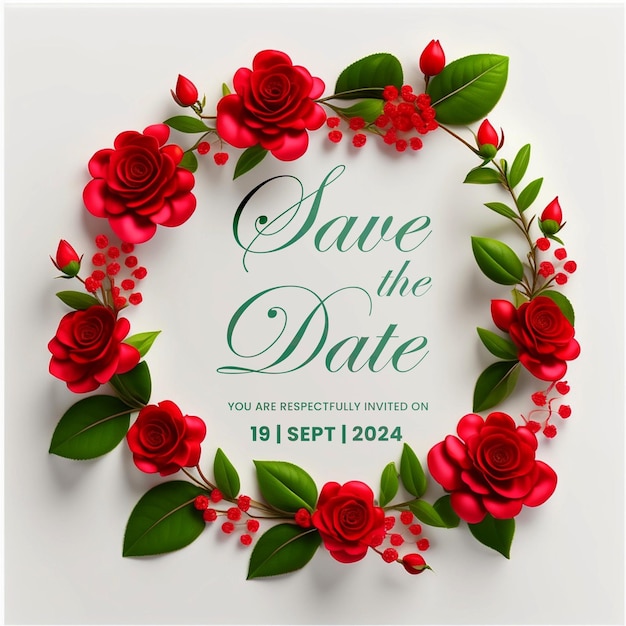 Design élégant D'invitation De Mariage Avec Décor Floral Gardez La Date Modèle De Mariage Floral Garde Le D