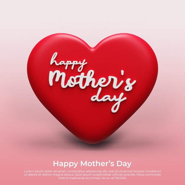 Design elegante de dia das mães feliz com corações 3d