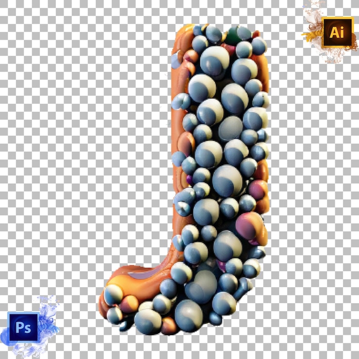 PSD design elegante de letras de bolas de borracha de letras do alfabeto de a a z