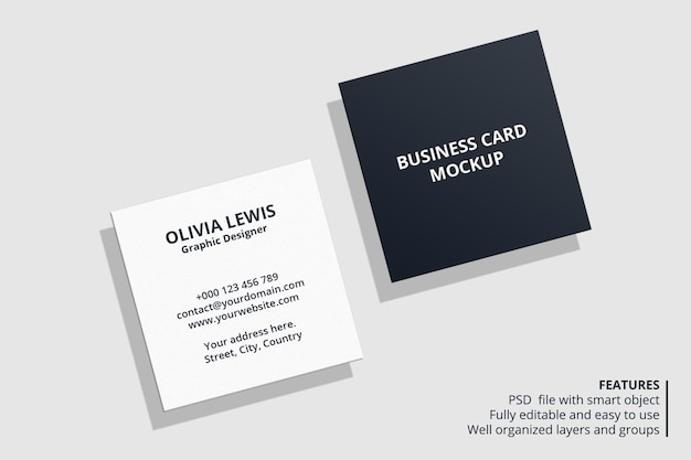 Design elegante mockup biglietto da visita quadrato