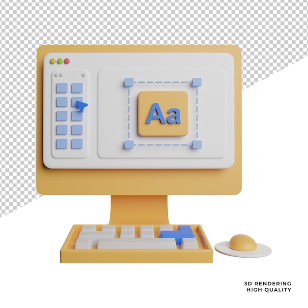 Design Element Tools Vorderansicht Symbol 3D-Rendering-Illustration png auf transparentem Hintergrund