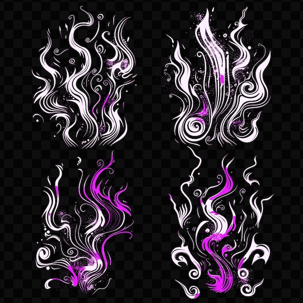 PSD design de feu abstrait avec des motifs et des formes semblables à des flammes des lignes d'encre de tatouage décor design d'art de cadre