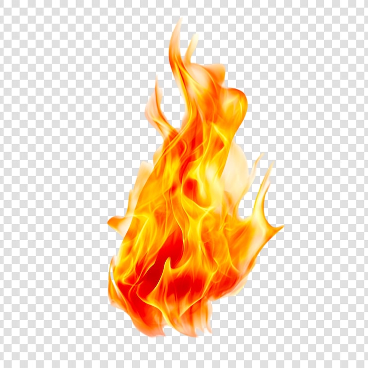 PSD design de flamme dramatique avec un fond transparent