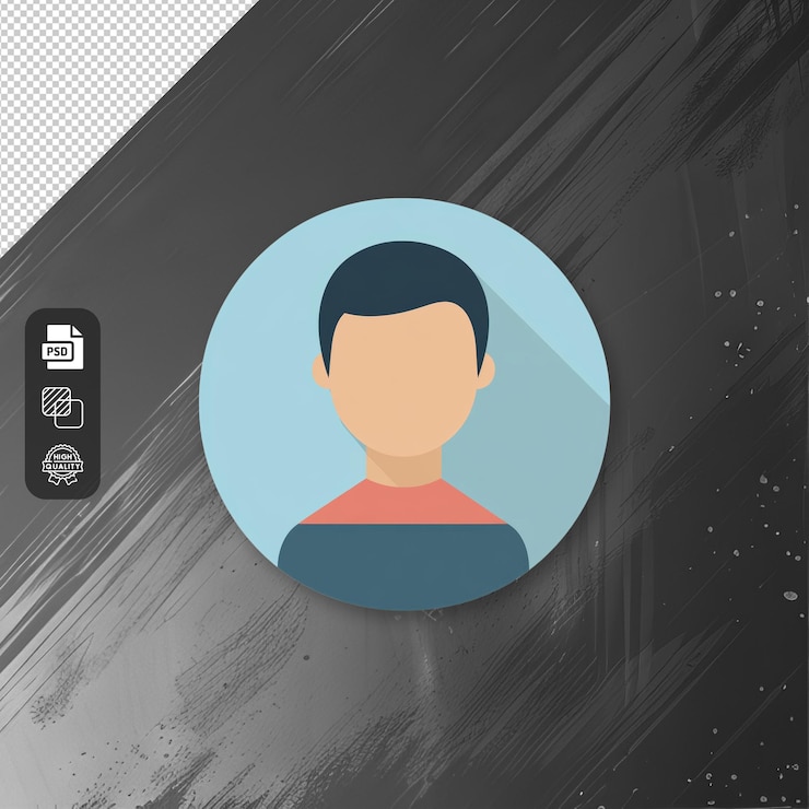 PSD design flat avatar icon di uomo con capelli corti png isolato su sfondo trasparente