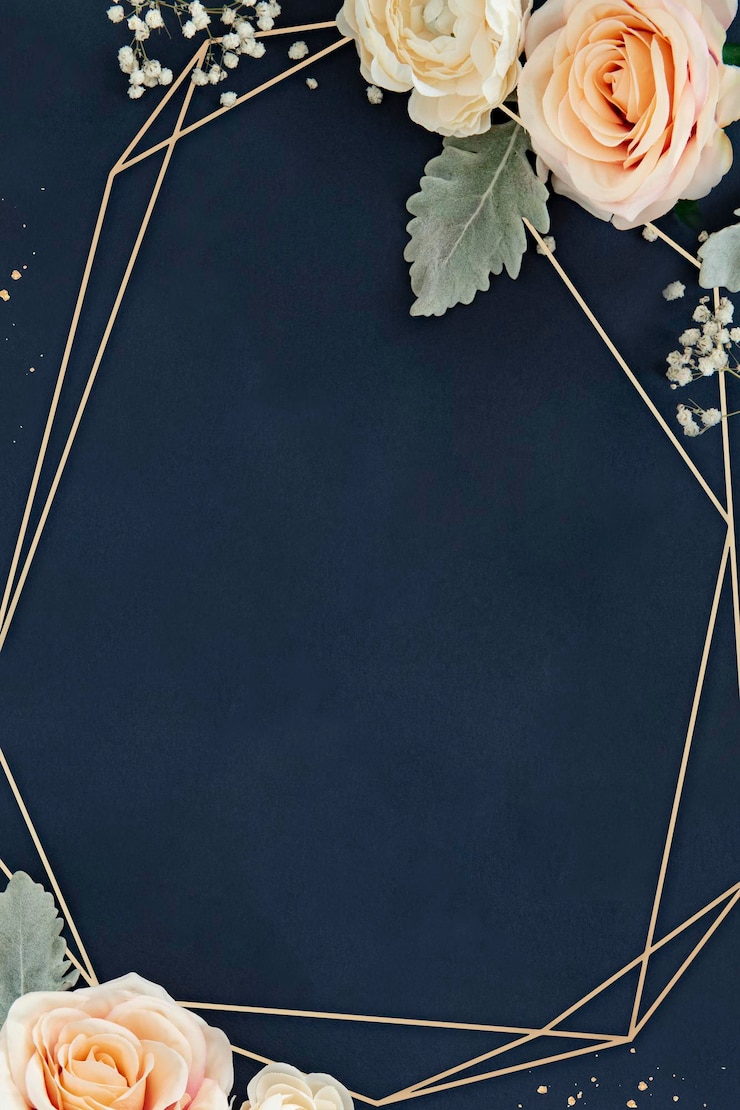 PSD design floreale con cornice dorata rosata