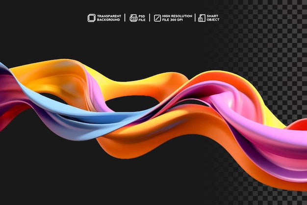 PSD design fluido 3d colorido abstrato com fluidez e profundidade sem fundo