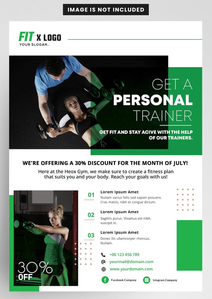 PSD design de flyer d'annonce d'entraîneur personnel et de fitness