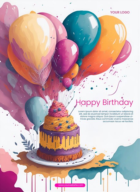 Design de flyer avec une illustration de joyeux anniversaire