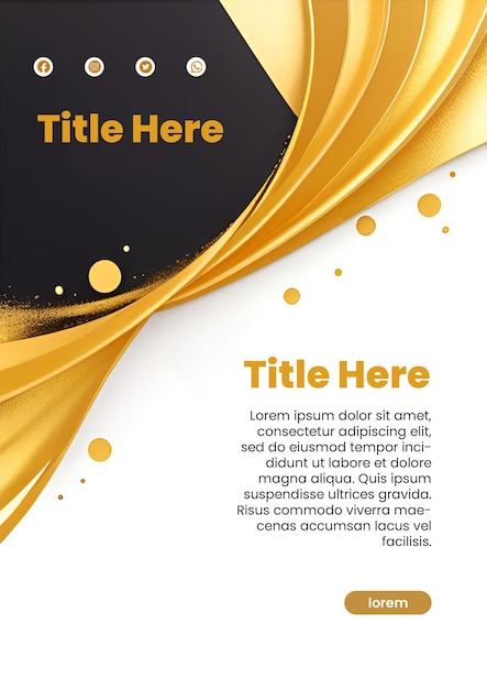 Design for Flyer template with 3d abstract gold