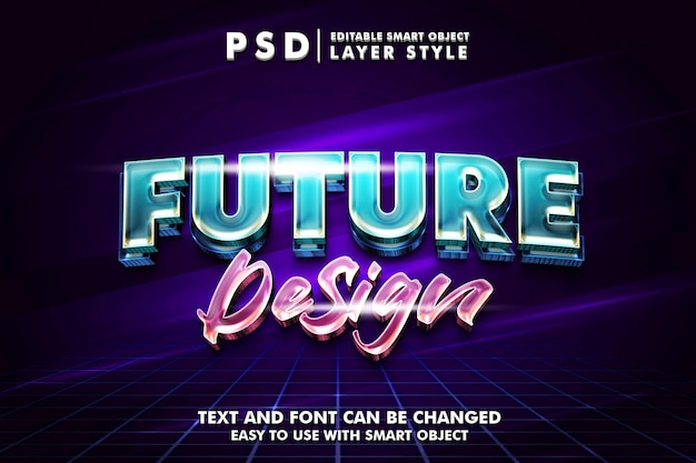 Design futuro 3d efeito de texto psd premium