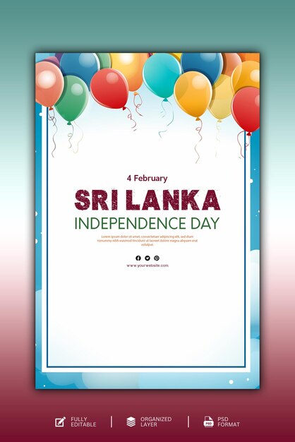 PSD design gráfico e de mídia social do dia da independência do sri lanka