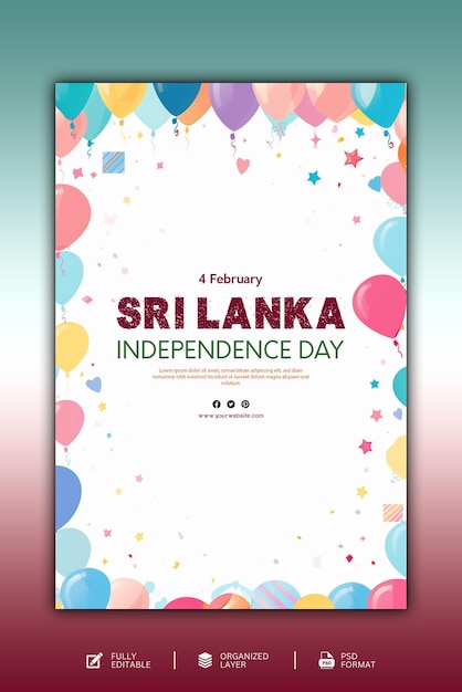 Design gráfico e de mídia social do dia da independência do sri lanka