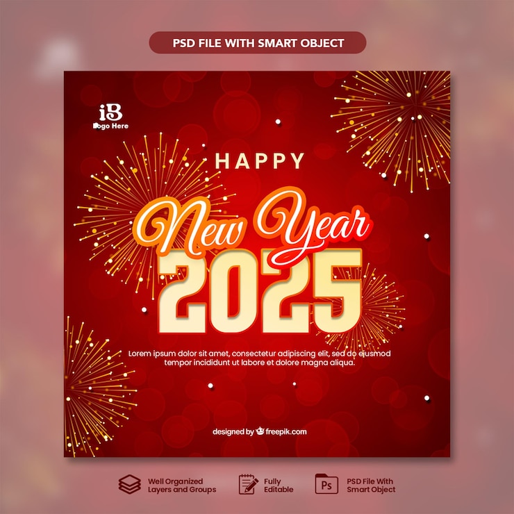 PSD design happy new year template