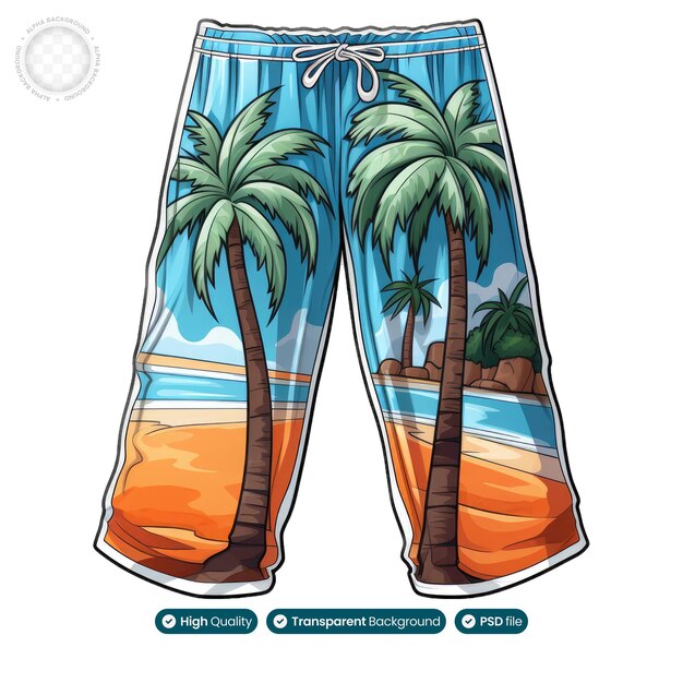 PSD design illustré célébrant la nature décontractée et élégante des pantalons de plage.