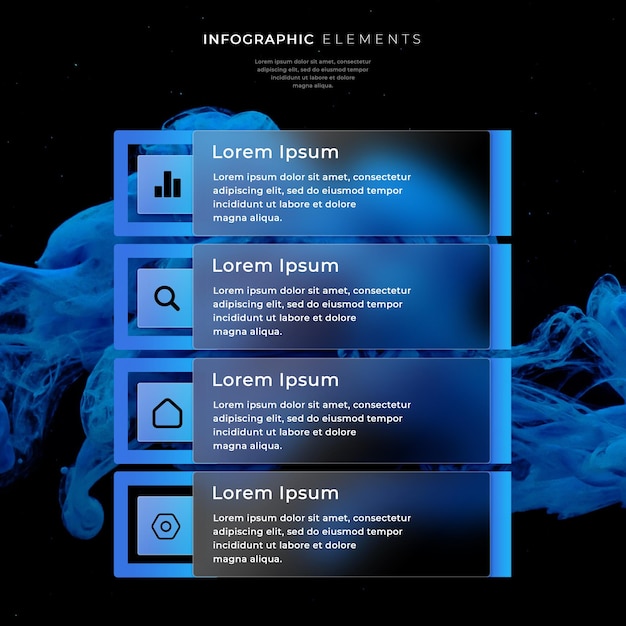 Design infográfico da linha do tempo com efeito de vidro