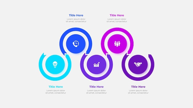 Design infográfico mostrando elementos circulares para apresentações, relatórios e diagramas