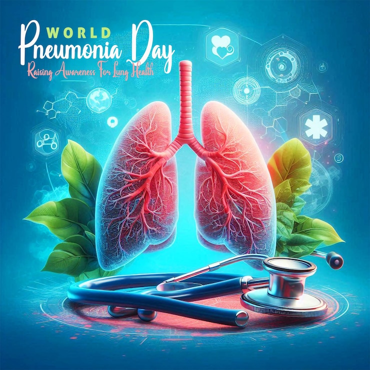 Design inovador de banner para o Dia Mundial da Pneumonia