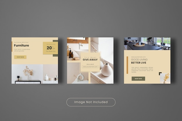 Design d'intérieur Instagram Post Banner Template Set