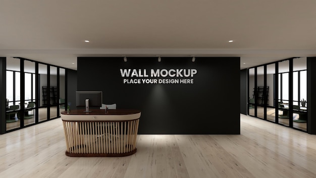 Design interior moderno e minimalista da maquete do logotipo da sala de reuniões