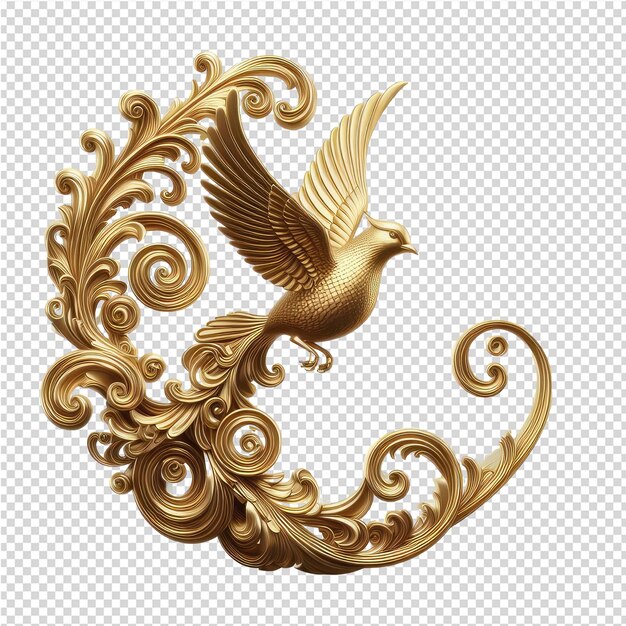 PSD design intrincado de aves ornamentadas em 3d com fundo png