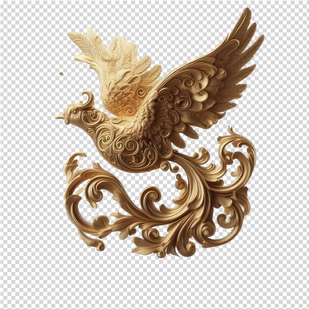 PSD design intrincado de aves ornamentadas em 3d com fundo png