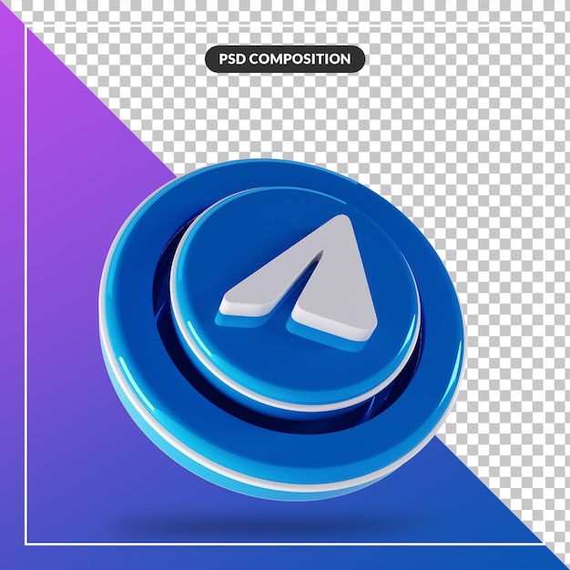 Design isolado do logotipo do telegrama 3d glossy