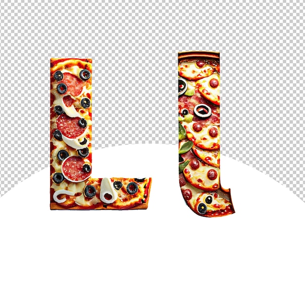 Le design des lettres de la pizza