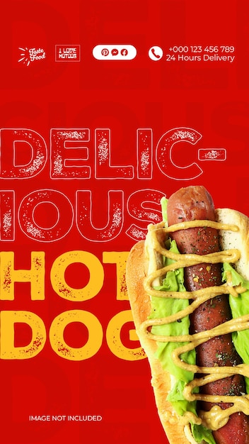 PSD design de menu de restaurant de hotdog psd pour les médias sociaux et le modèle d'histoire instagram