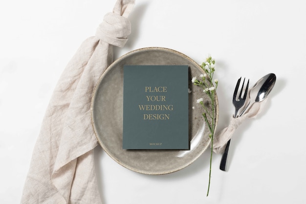 Design minimalista del mockup del menu di nozze