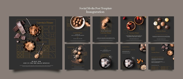 Design minimalista del modello del poster di instagram di inaugurazione