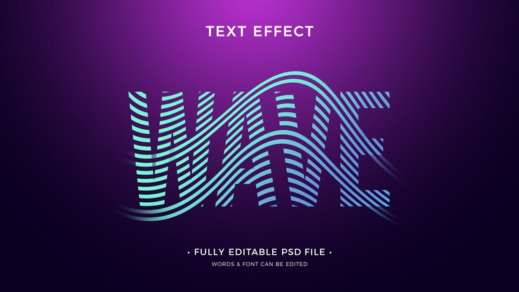 PSD design mit wellen-texteffekt