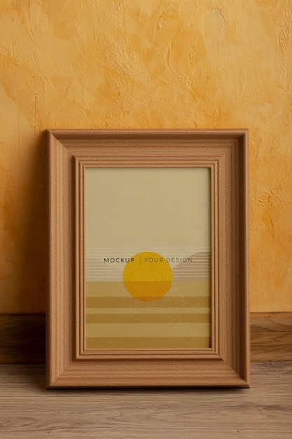 Design mock-up cornice per foto in legno