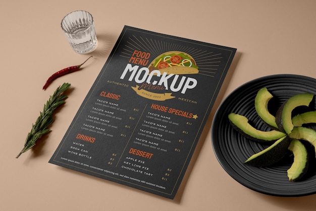 Design mock-up del menu del ristorante di cucina messicana