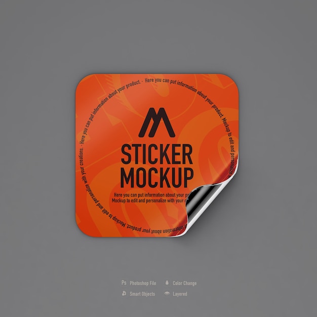 Design mockup adesivo quadrato isolato