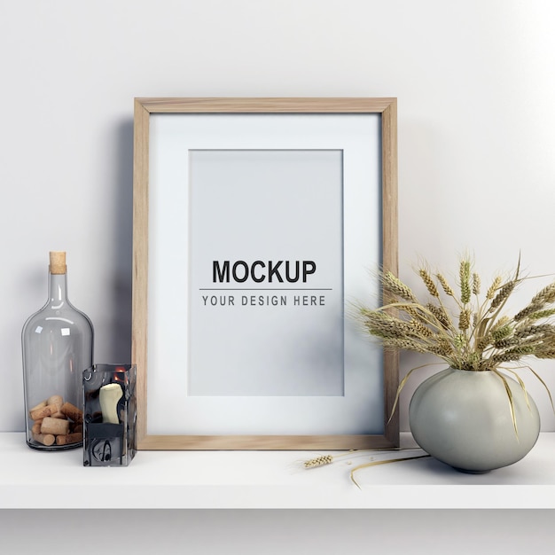 Design mockup cornice poster in rendering 3d