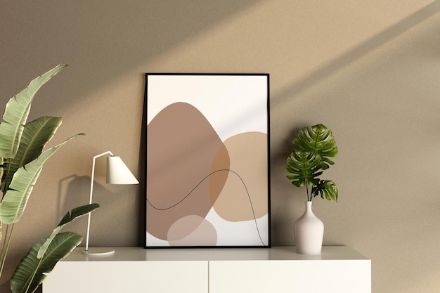 Design mockup cornice poster in rendering 3d