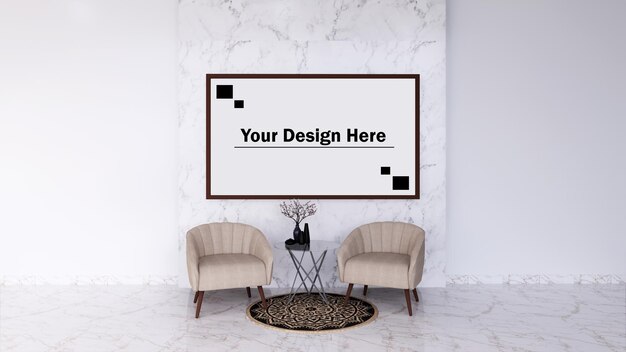 Design mockup della parete del soggiorno interno