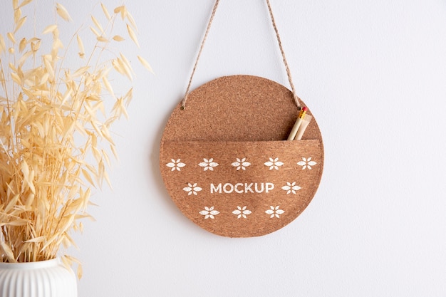 Design mockup di accessori per la casa in sughero