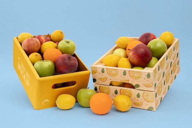 Design mockup di scatola di frutta fresca