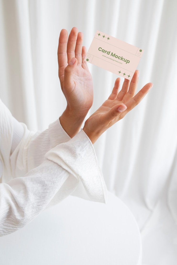 PSD design mockup galleggiante per biglietti da visita