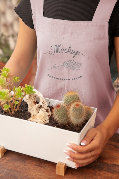 Design mockup grembiule ricamato