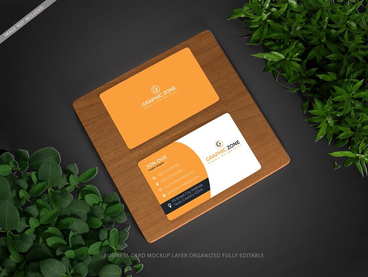 Design mockup per biglietti da visita vista dall'alto PSD Premium