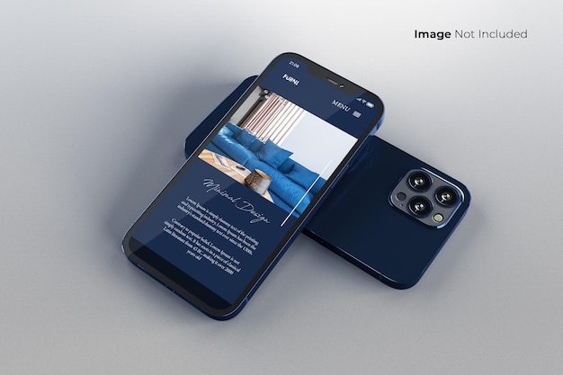 Design mockup per smartphone blu a schermo intero