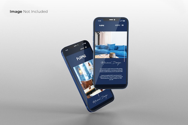 Design mockup per smartphone blu a schermo intero