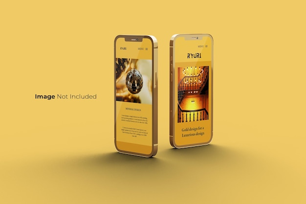 Design mockup per smartphone oro a schermo intero