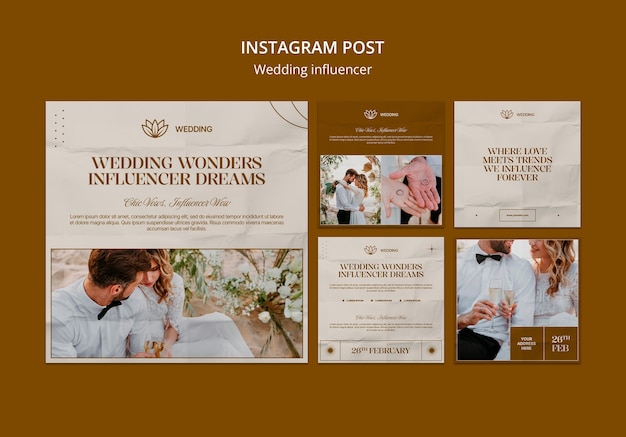 PSD design de modèle d'influenceur de mariage