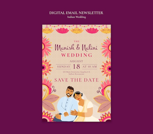 PSD design de modèle de mariage indien